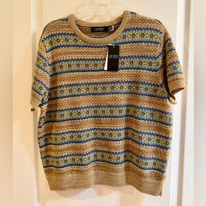 NWT Ralph Lauren Women’s XL Fair Isle Short-Sleeve Sweater